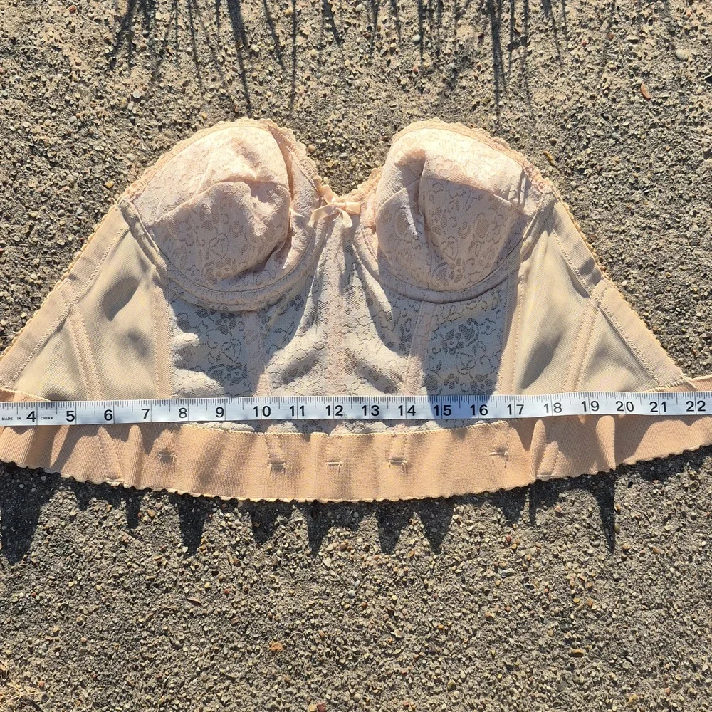 Vintage Beige/Tan Plastic Boned Corset Bustier 34B- Jezebel Renee of‎ Hollywood - Picture 7 of 9